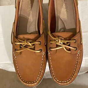 SPERRY Top Slider -Size 8.5 M - Boat Shoes, Brown Leather Uppers, Cloth Lined